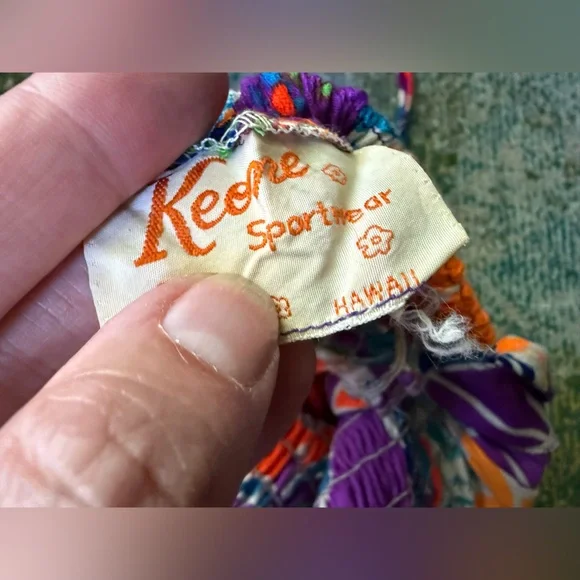 Vintage Keene Sportwear Hawaii tropical smocked halter maxi dress, size small - Picture 14 of 14